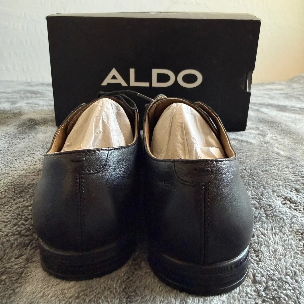 Aldo Black Leather Dress Shoes Men's US 9 Oxford Lace Up Formal Business